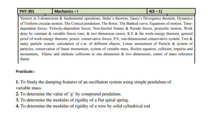 PHY-301 Mechanics-1 
