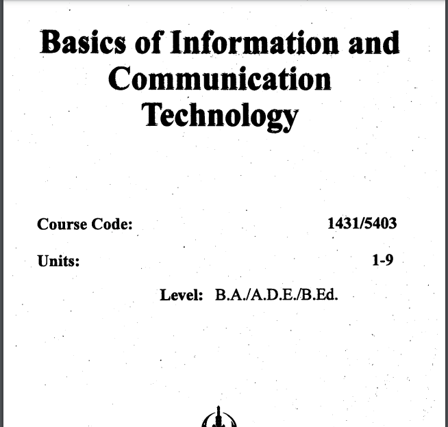 5403/BASIC OF INFORMATION & COMMUNICATION TECHNOLOGY Aiou B.ED Book Download