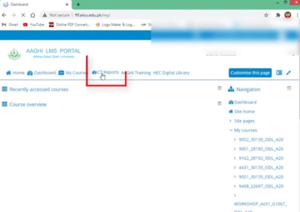 ftf aiou edu pk ict report click