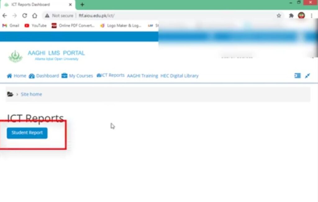 ftf aiou edu pk student report