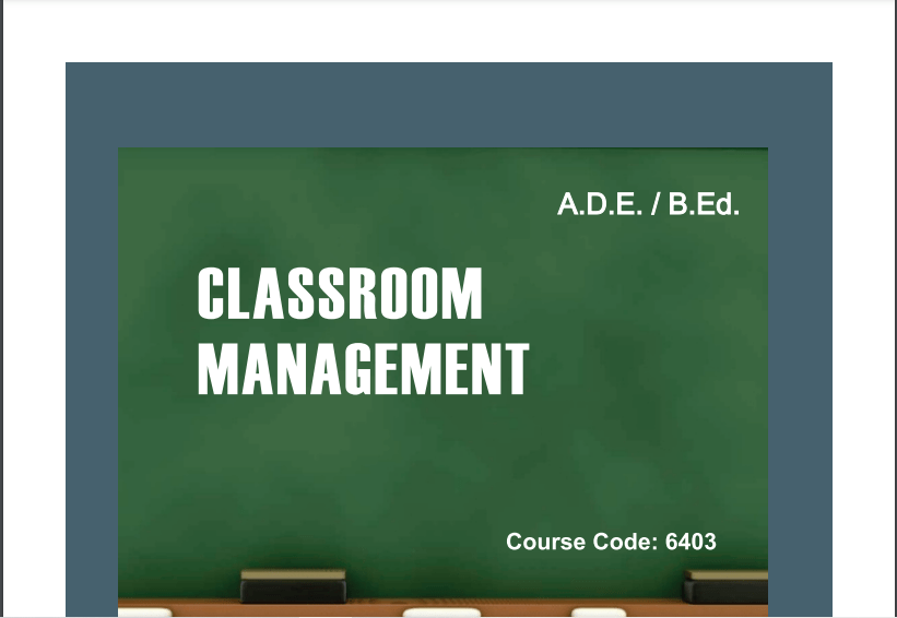 6403/CLASSROOM MANAGEMENT AIOU B.ED Book Download 