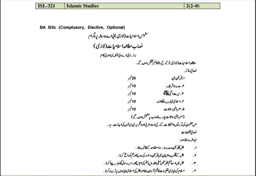 ISL-321 Islamic Studies GCUF Book Download