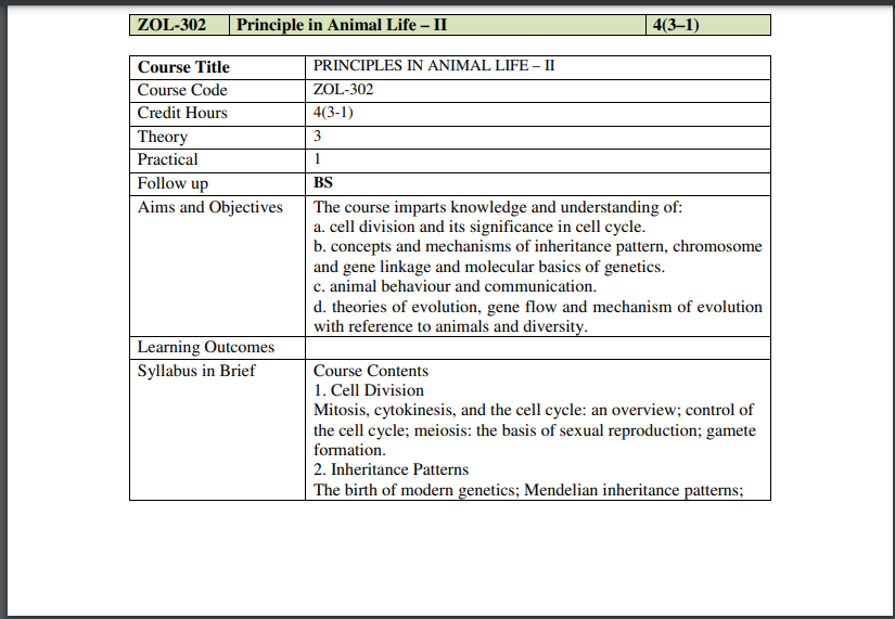 ZOL-302 Principle in Animal Life – II Pdf Book Download Free