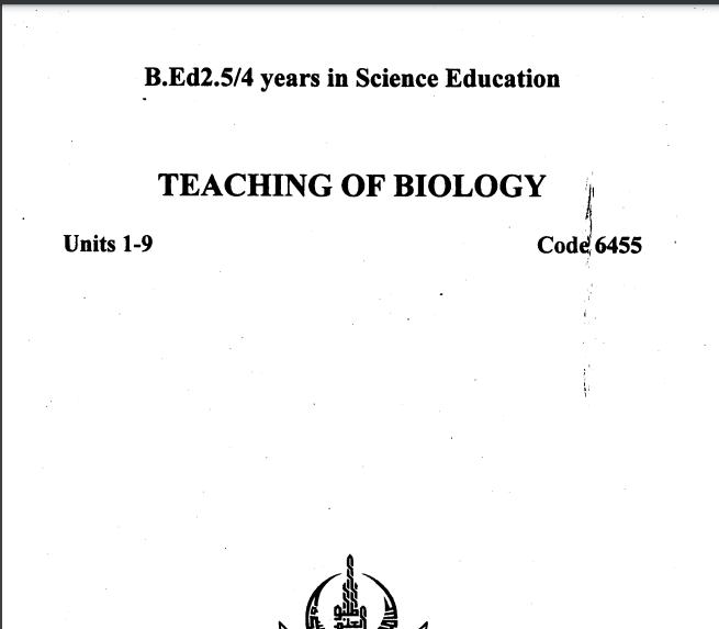 6455/TEACHING OF BIOLOGY AIOU B.ED Book Download 