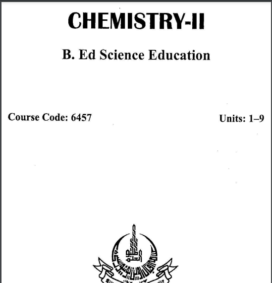 6457/CHEMISTRY-II AIOU B.ED Book Download 