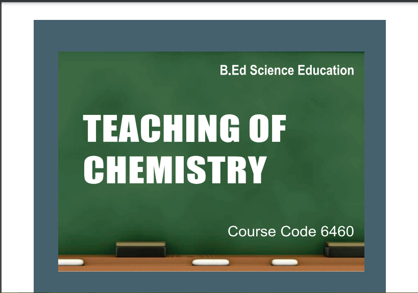 6460/TEACHING OF CHEMISTRY AIOU B.ED Book Download 