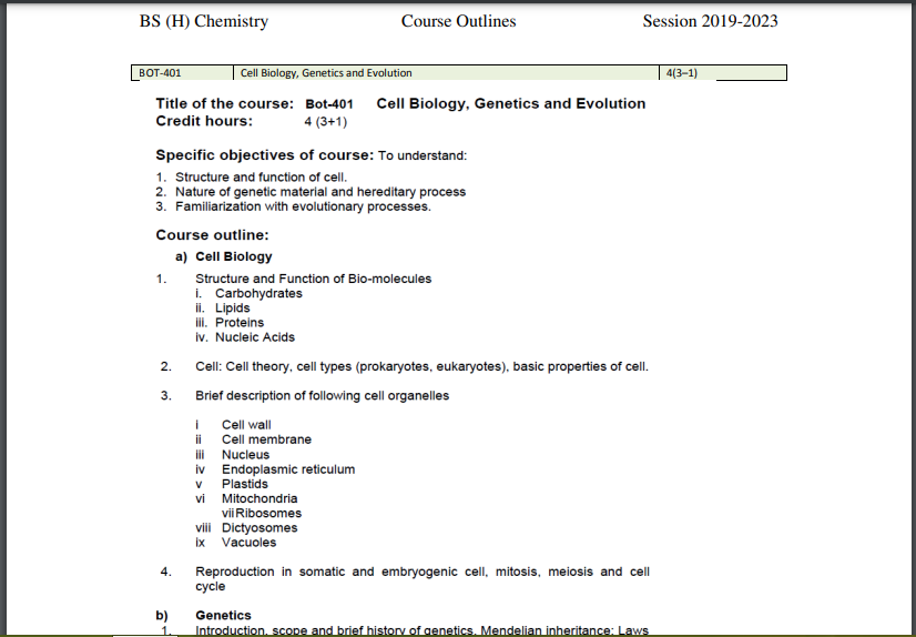 BOT-401 Cell Biology, Genetics and Evolution  Book Pdf Download 