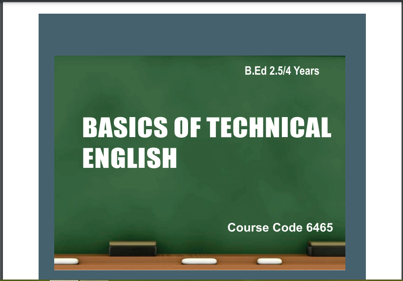 6465/ENGLISH-III (BASIC OF TECHNICAL ENGLISH) AIOU B.ED Book Download 