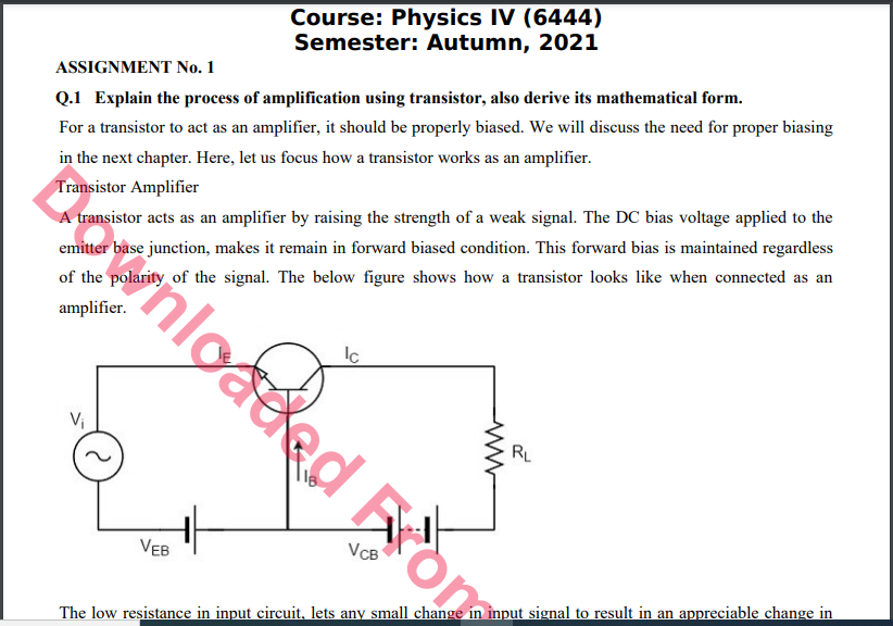 6444/Physics IV Solved Assignment No.1 Autumn, 2021 B.ED Download