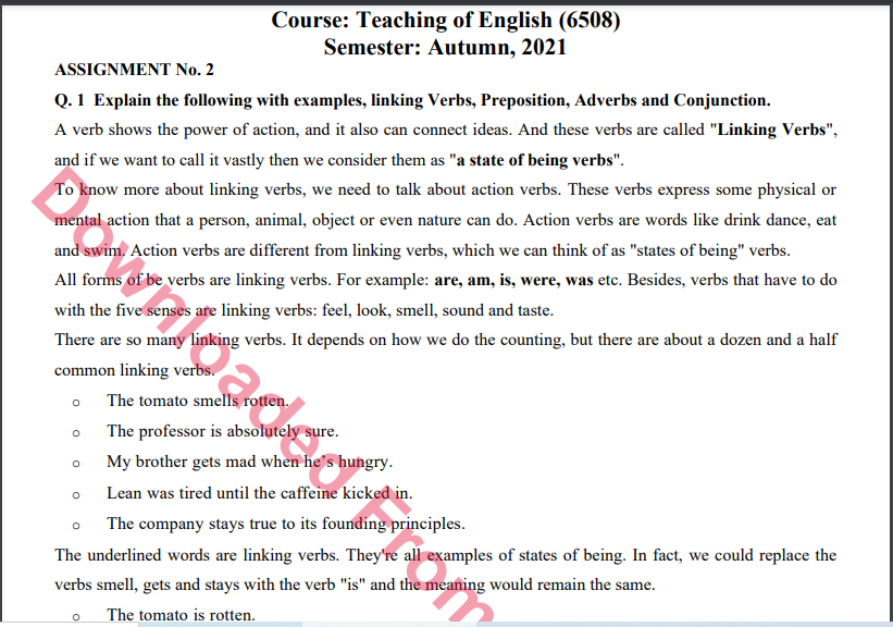 6508/Teaching of English Solved Assignment No.2 Autumn, 2021-2022 MA/M.ED Download