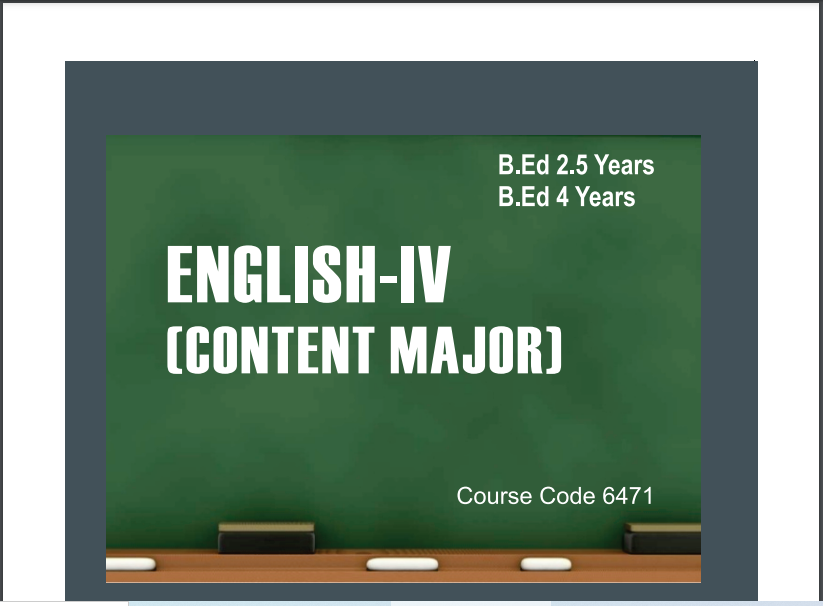 AIOU 6471/ENGLISH-IV (CONTENT MAJOR) B.ED Book Download